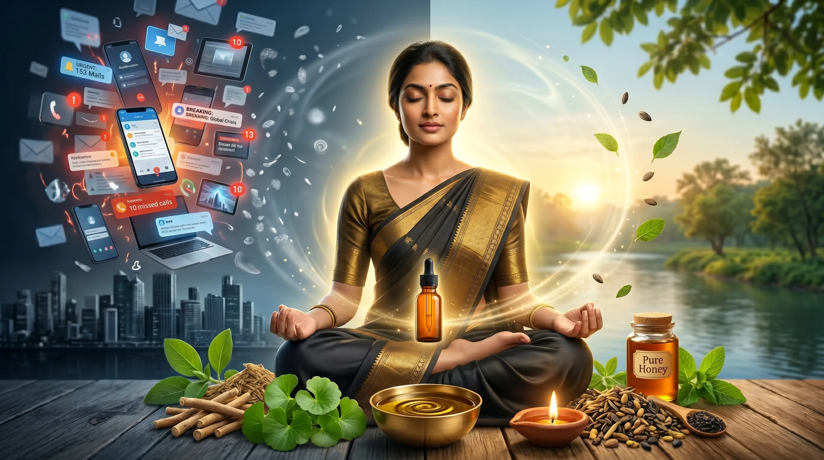 উদ্বেগ ও আয়ুর্বেদ — বাত-শামক ভেষজ, অভ্যঙ্গ ও প্রাণায়ামে মানসিক শান্তি