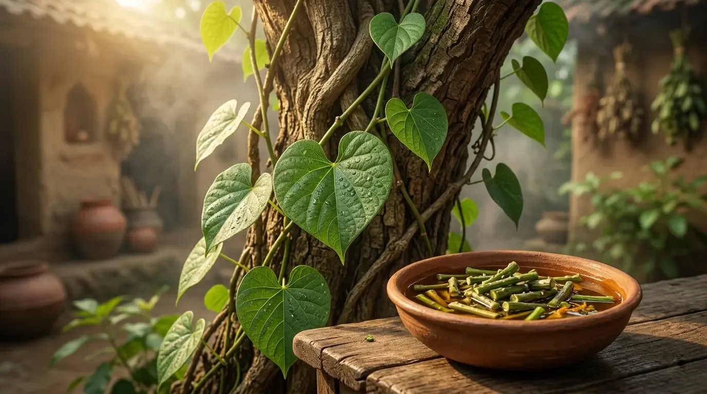 গিলয় বা গুডুচির লতা ও ডালি — আয়ুর্বেদের "অমৃতা" ভেষজ, ইমিউনিটি ও জ্বরে শাস্ত্রীয় ব্যবহার